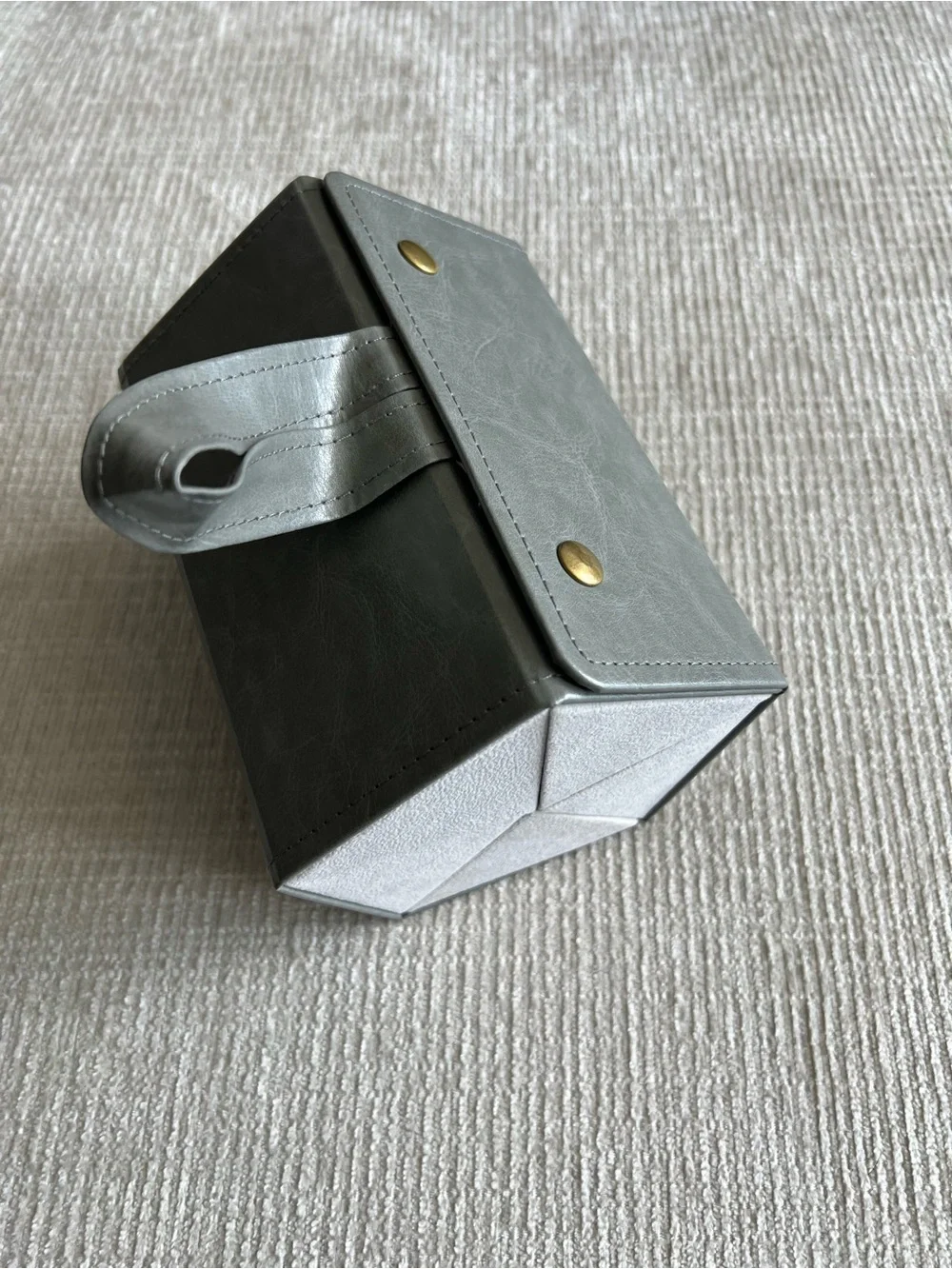Gray Foldable Glasses/ Jewelry Organizer with Mirror
